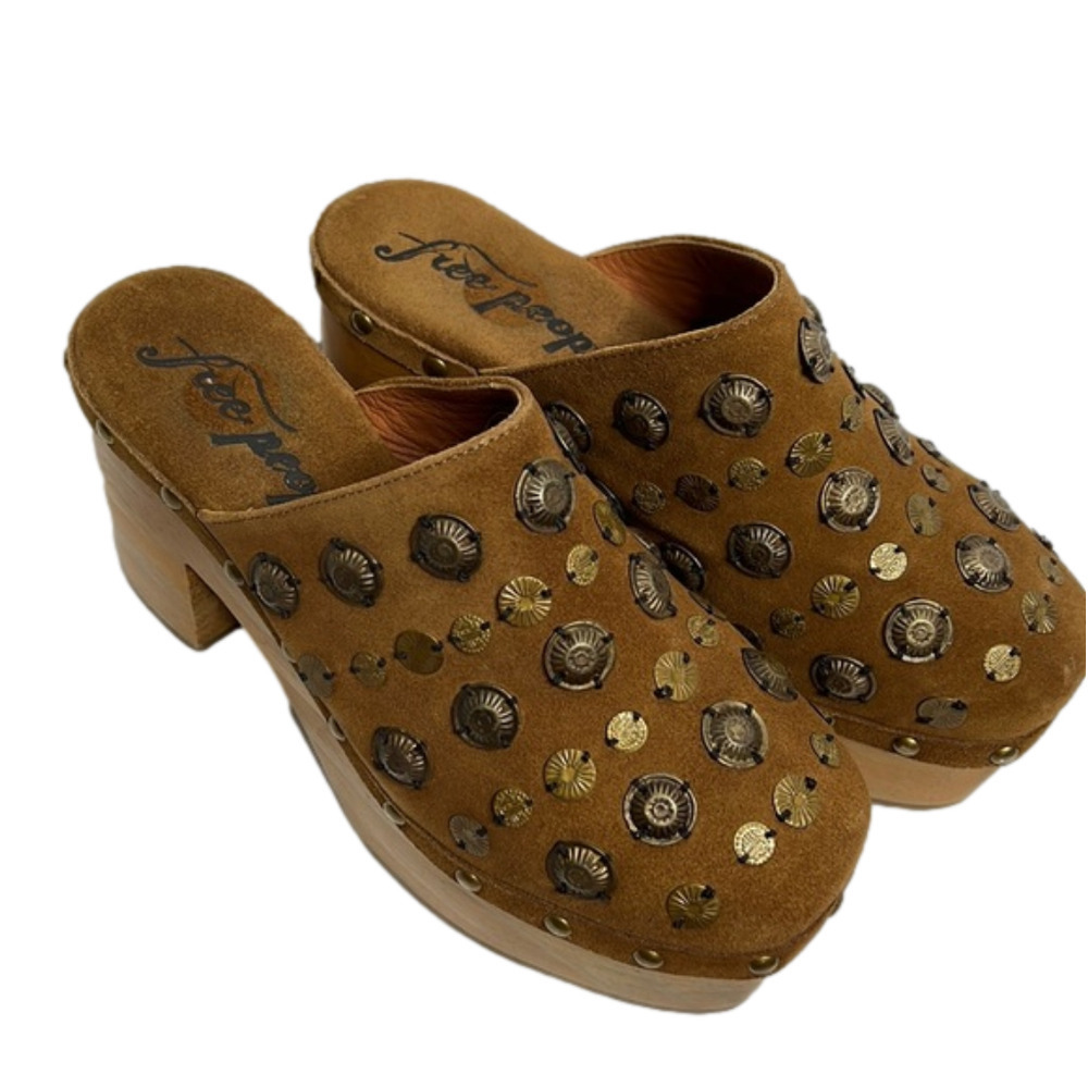 Nwot Free People Claudia Wooden Platform Slip On Clogs Shoes